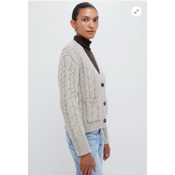 NWT‎ Tuckernuck Arthur Cable Knit Cardigan Sweater Gray Wool Blend Cropped XXL - Picture 2 of 16